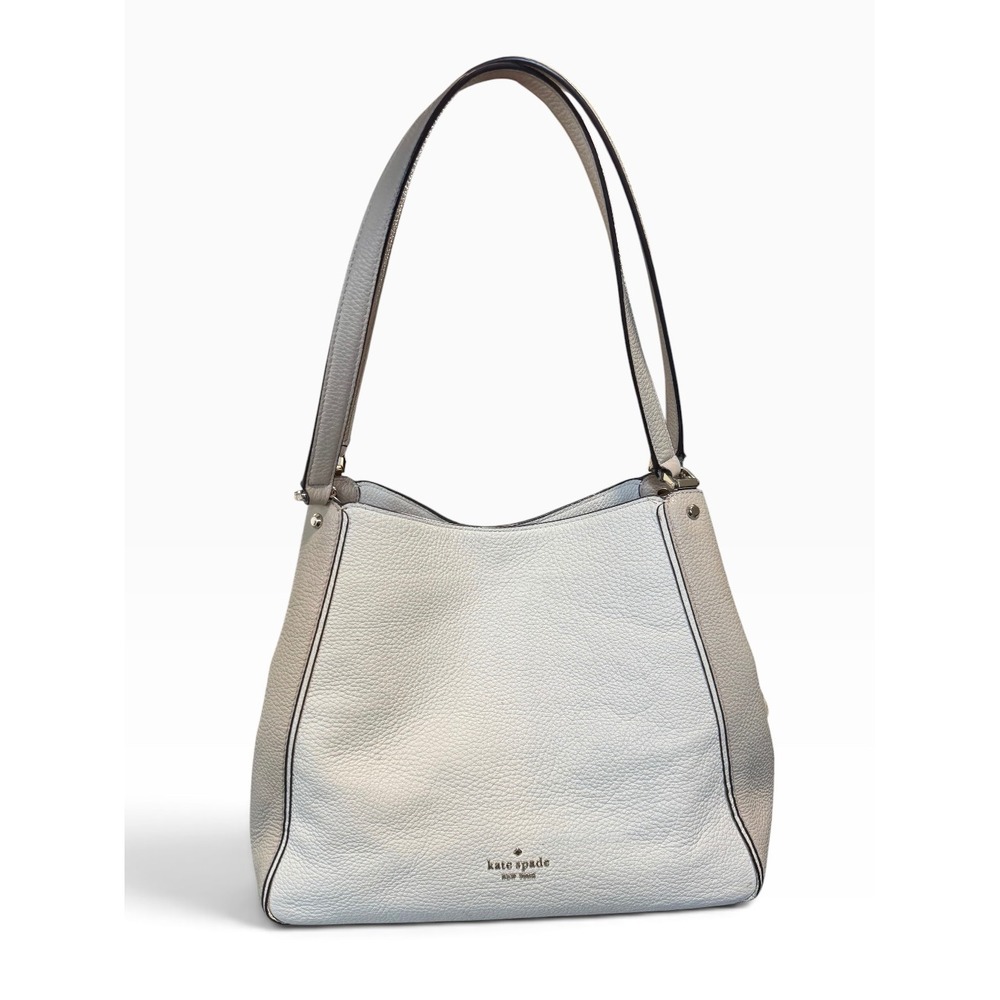 Kate Spade New York Leather Triple Compartment Shoulder Bag Off-White & Tan